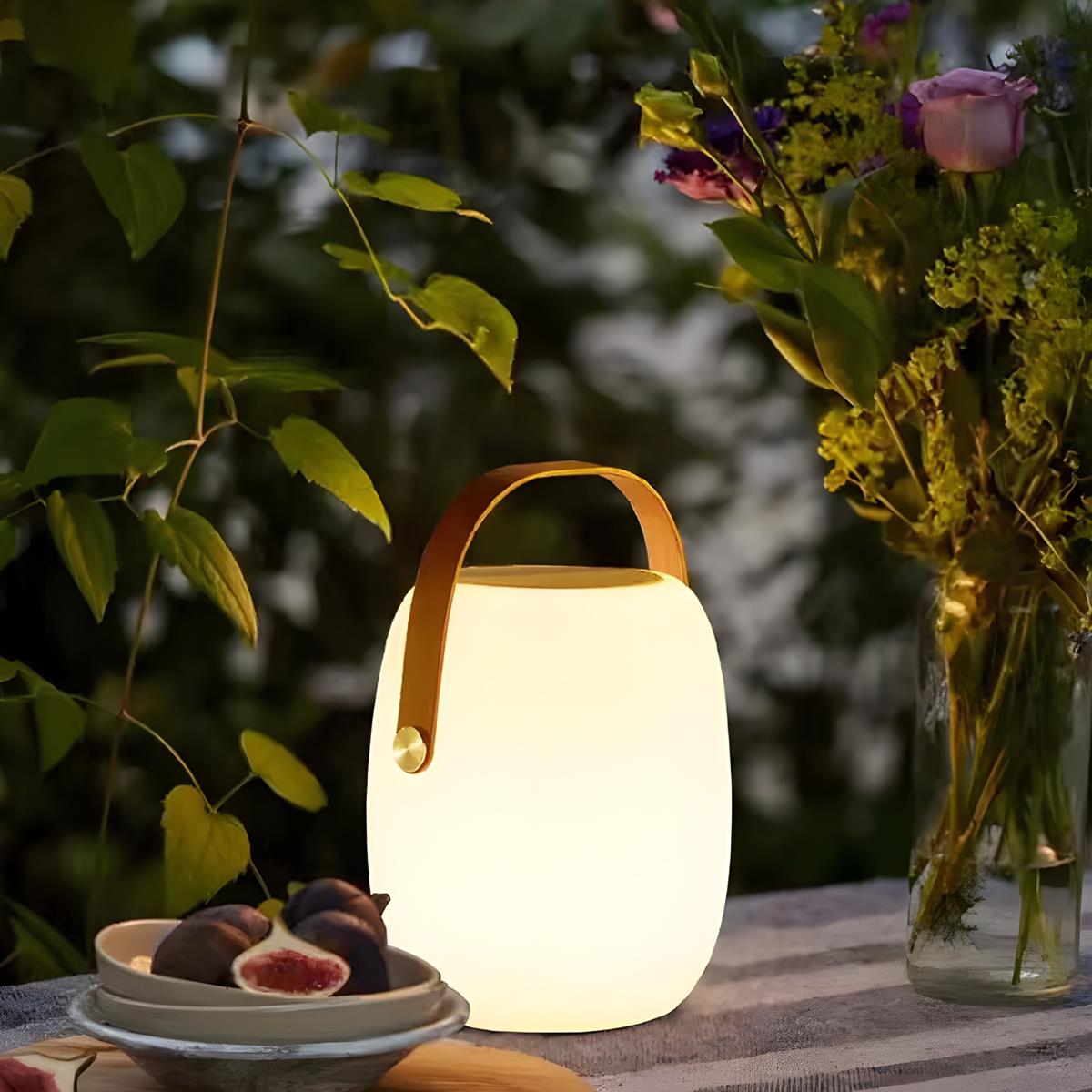 Rechargeable LED Globe Lantern for Deck & Patio with Touch Dimming – 7 in White Sphere Design, Solar + USB Power, Waterproof for Outdoor Din