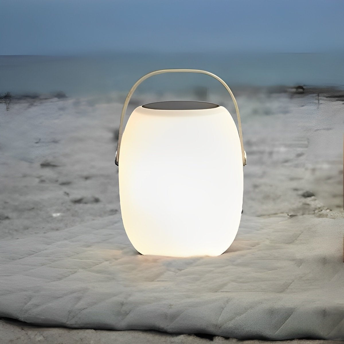 Rechargeable LED Globe Lantern for Deck & Patio with Touch Dimming – 7 in White Sphere Design, Solar + USB Power, Waterproof for Outdoor Din