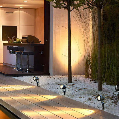 Solar-Powered Outdoor Spotlight Kit 8 ft Cable ABS Housing Adjustable Landscape Accent Light for Yard Pathway Tree Illumination