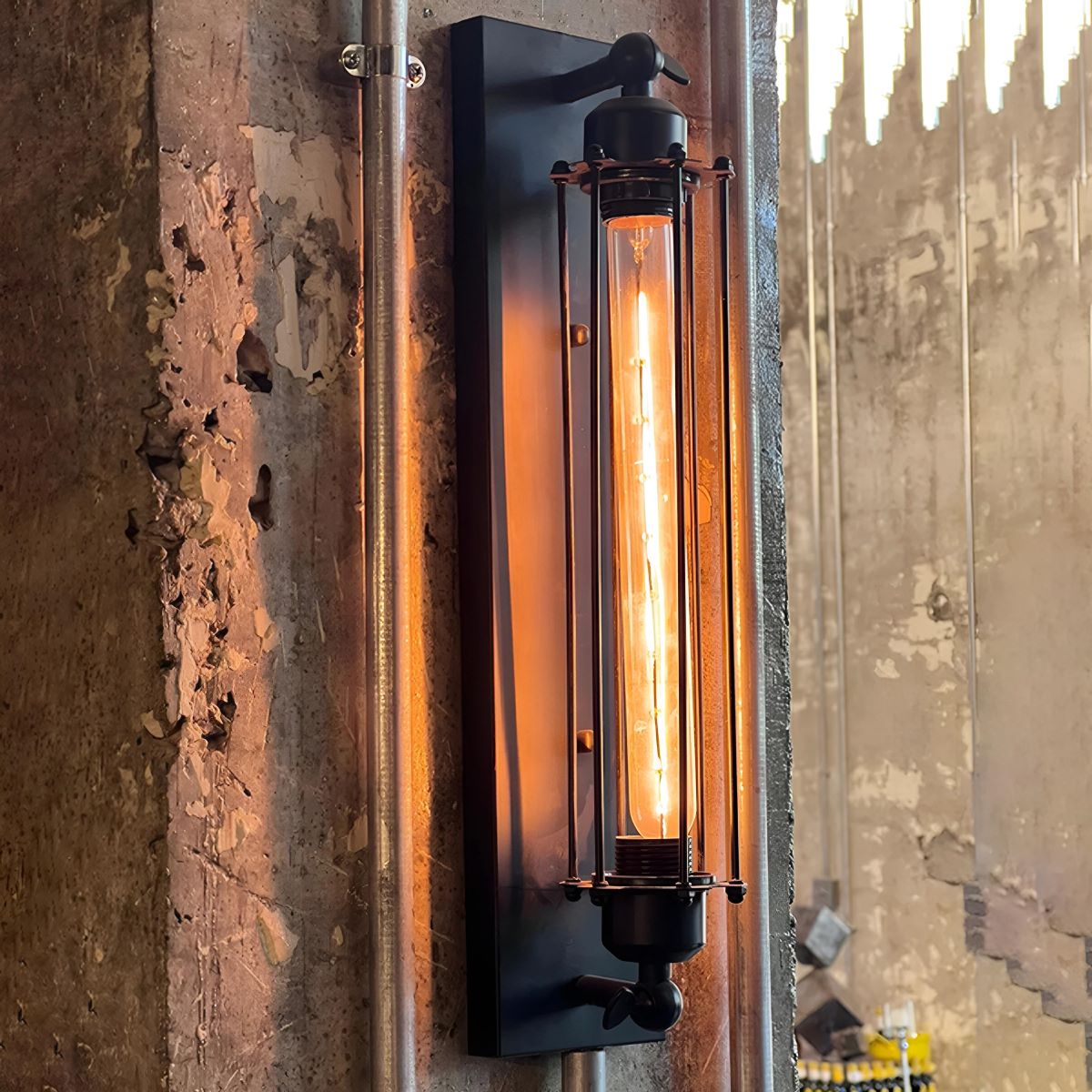 Iron & Glass LED Fixture Vintage Industrial Hardwired Sconce Warm White Light for Hallways Bedrooms Kitchens Bathrooms & Living Spaces