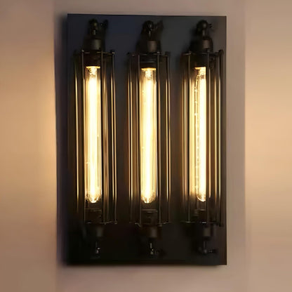 Iron & Glass LED Fixture Vintage Industrial Hardwired Sconce Warm White Light for Hallways Bedrooms Kitchens Bathrooms & Living Spaces
