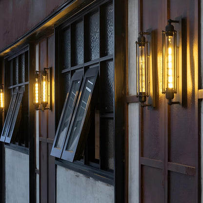 Iron & Glass LED Fixture Vintage Industrial Hardwired Sconce Warm White Light for Hallways Bedrooms Kitchens Bathrooms & Living Spaces