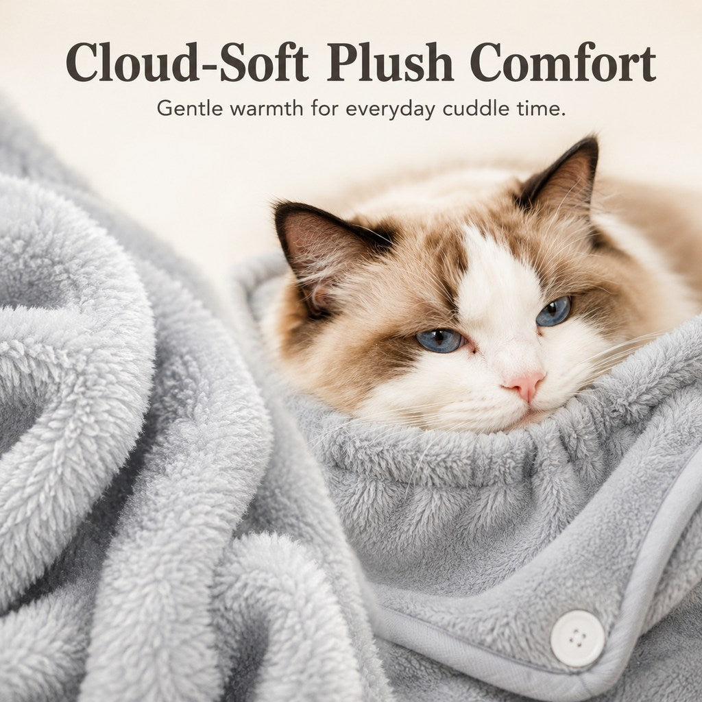 Ortekor Wearable Cat Cuddle Apron for Reading & Working at Home - Soft Plush Lap Pouch Helps Keep Cats Cozy and Fur Off Clothes