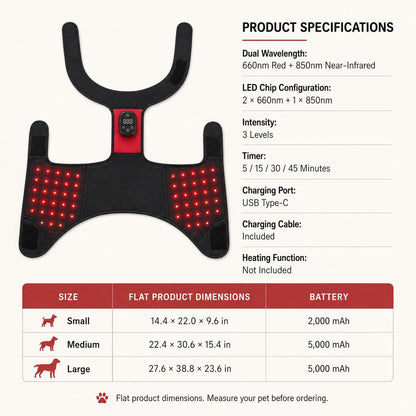 Ortekor Wearable Red & Near-Infrared Hip Wrap for Dogs - Hands-Free At-Home Hip-Area Light Care