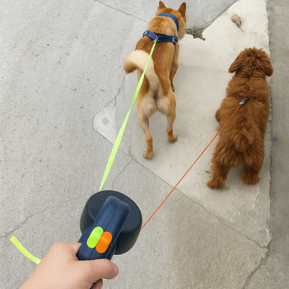Wearclo | Dual Dog Retractable Leash with 360° Swivel for Tangle-Free Walks