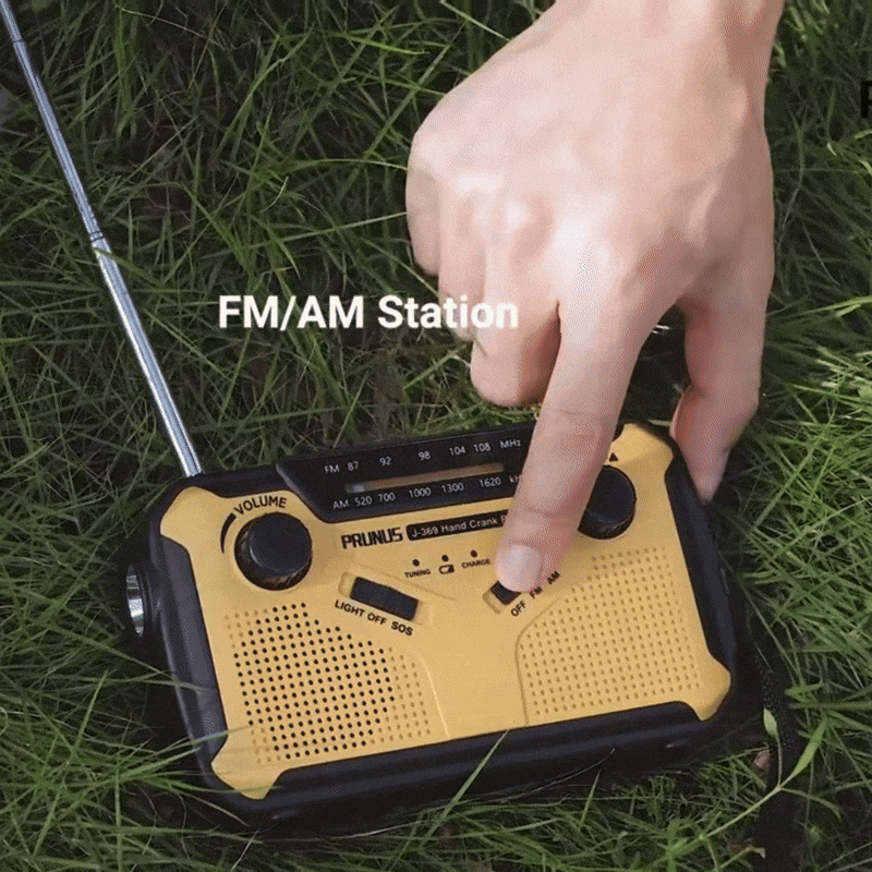 Wreaths Sun | Emergency Radio with Crank & Solar Power | Portable Dynamo Radio with Power Bank & LED Flashlight