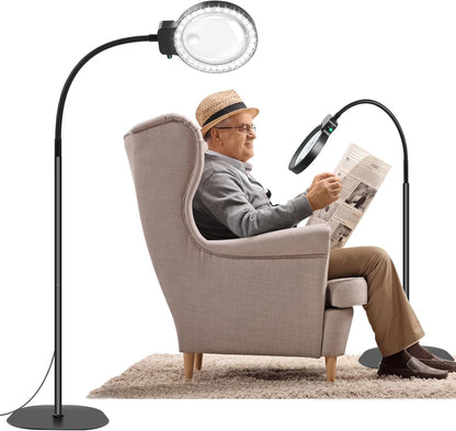 Wearclo | Full-Sided Magnifying Glass with LED Light & Adjustable Gooseneck | Hands-Free Aid for Enhanced Vision