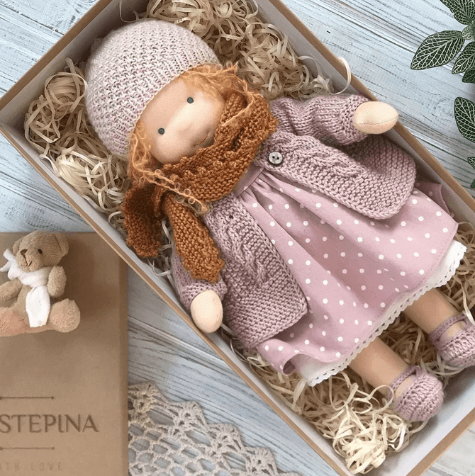 Handcrafted Waldorf Doll for Kids 2+ Years | 13.8-Inch Soft Cotton Play Companion | Encourages Imaginative Role-Play & Emotional