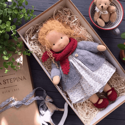 Handcrafted Waldorf Doll for Kids 2+ Years | 13.8-Inch Soft Cotton Play Companion | Encourages Imaginative Role-Play & Emotional