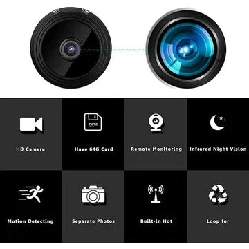 Compact WiFi Security Camera 1080P HD Indoor Outdoor Night Vision Motion Detection Live Audio Video Streaming Wireless Mini Surveillance