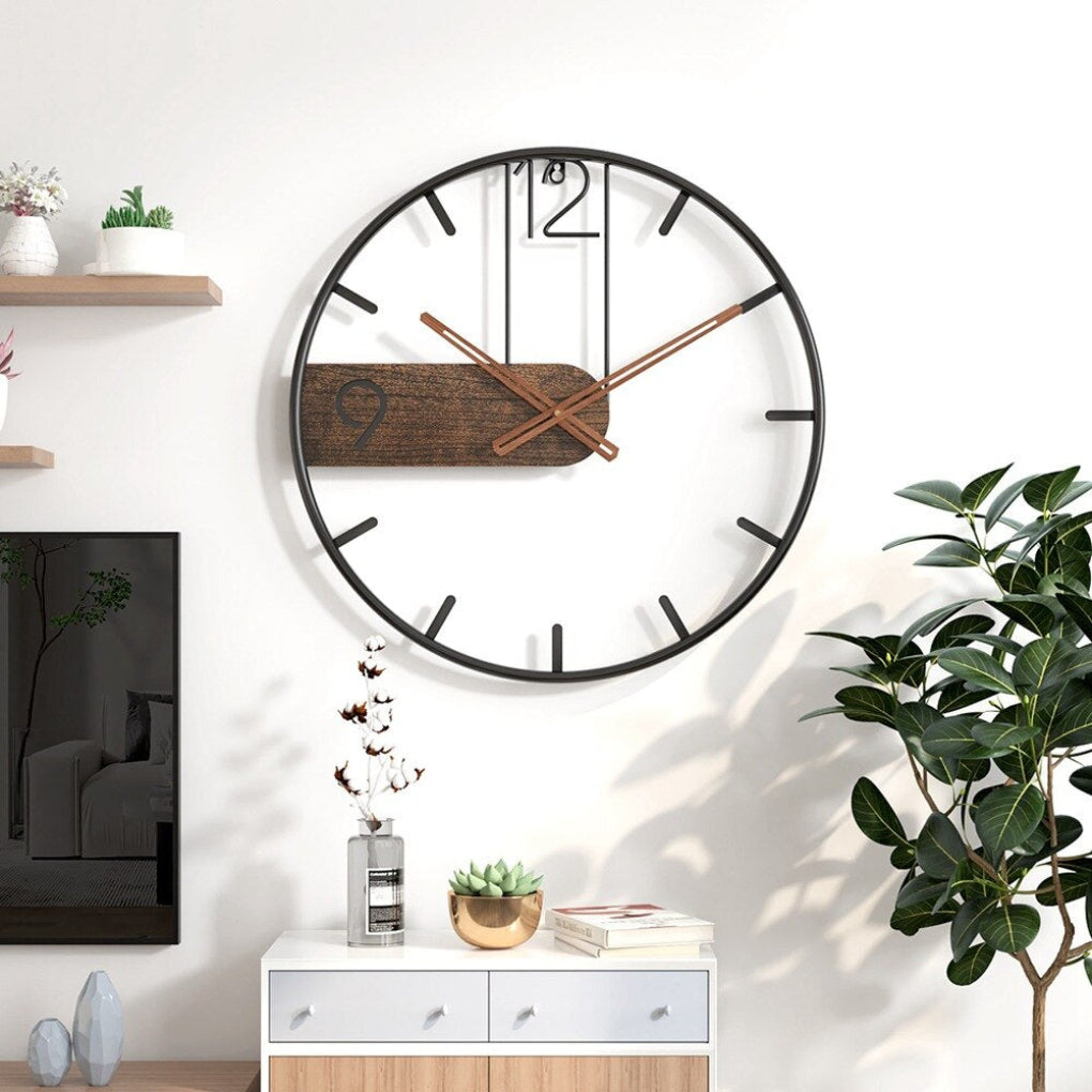 Wearclo | Modern Wall Clock with Walnut Accent & Silent Quartz Movement | Elegant Timepiece for Home Decor