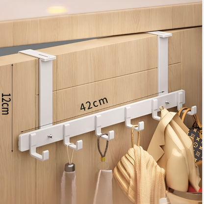 Wearclo | Over-the-Door Hook Rack with 6 Sturdy Hooks for Space-Saving Organization