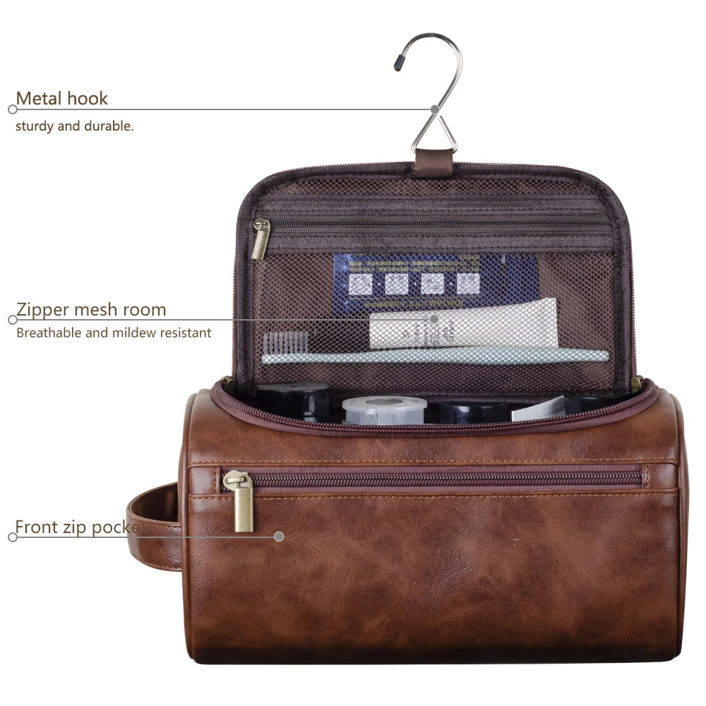 Travel Essentials | Premium Leather Toiletry Bag with Ample Storage | Stylish Organizer for Travelers