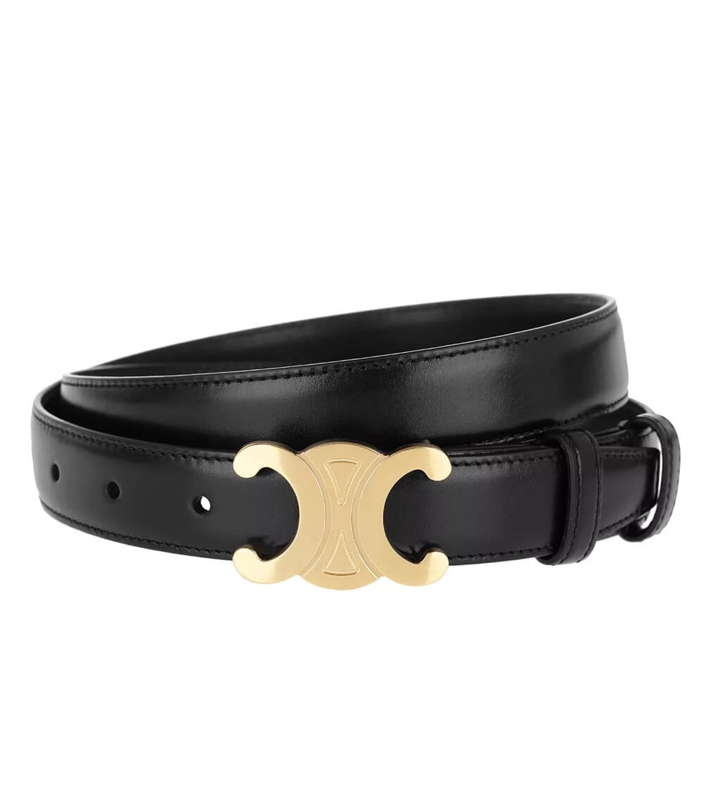 Wearclo | Vintage-Inspired Vegan Leather Belt with Gold CC Logo | Stylish Accessory for Ethical Fashion