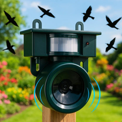 Solar Bird Repeller | Motion-Activated Deterrent with Adjustable Frequency | Humane Solution for Outdoor Protection