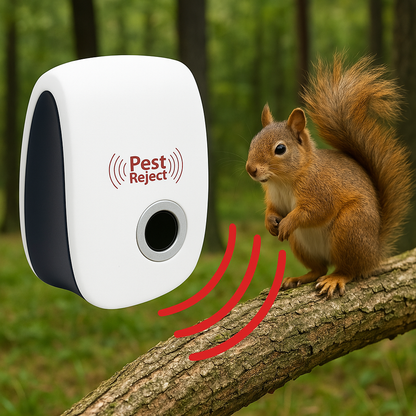 Outdoor Ultrasonic Squirrel Deterrent Device for Yards Gardens Patios Garage Chemical-Free Rodent Control Covers 800 Sq Ft Safe for Pets