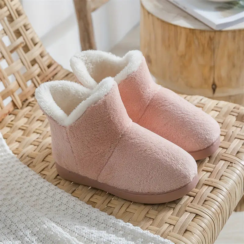 Women's Fleece-Lined Indoor Ankle Boot Slippers with Non-Slip Sole for Cold Weather