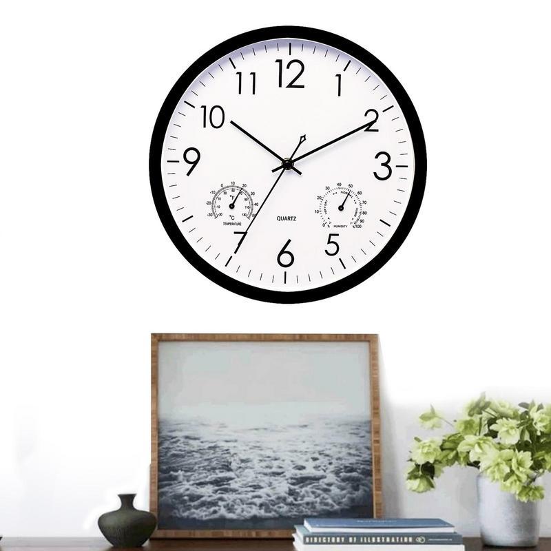 Dual-Display Garden Clock & Thermometer for Patio, Poolside & Yard – All-Weather Metal Design, Large Numbers
