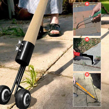 Rolling Weed Removal Tool for Paving Joints & Driveways – Manual Crack Weeder Stand-Up Garden Scraper No Bending Needed Patio Walkway Stone