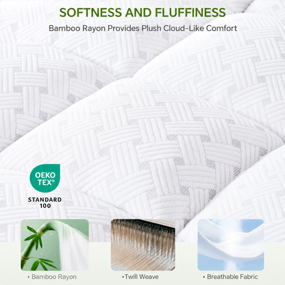 Comfort Cloud | 3-Inch Pillow Top Bamboo Mattress Topper | Breathable Design for Ultimate Sleep Comfort