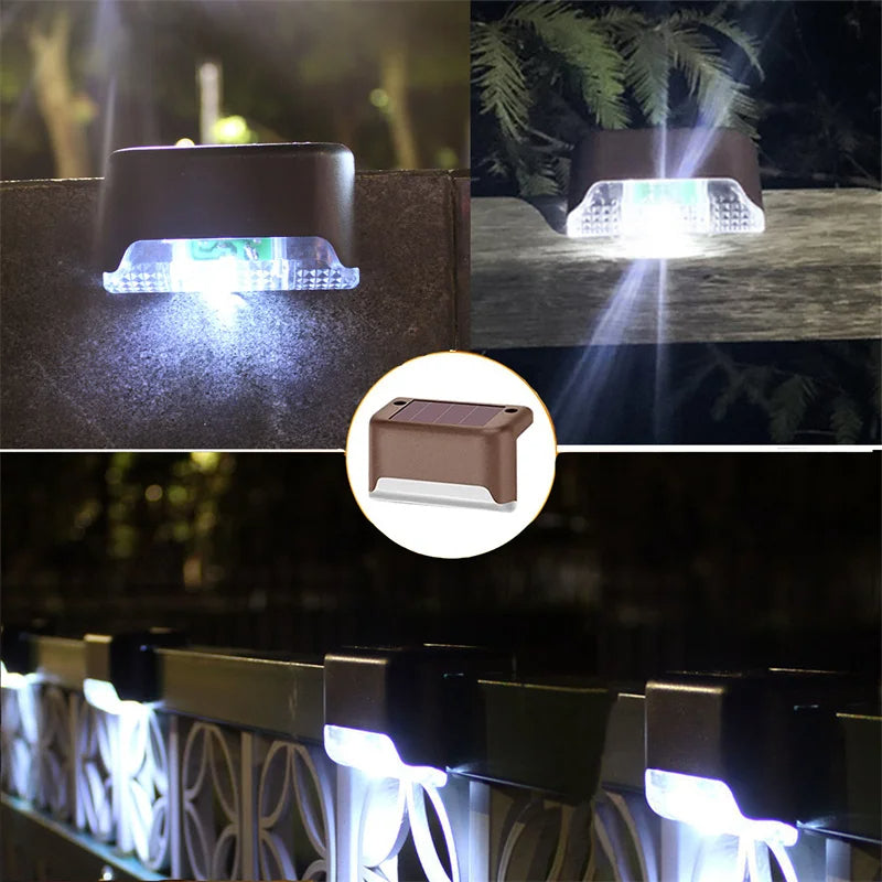 Solar Deck Lights Outdoor Waterproof LED Step Lights for Patio Stairs Fence Pathway Garden Wireless Wall Mount Warm Glow 5-Pack