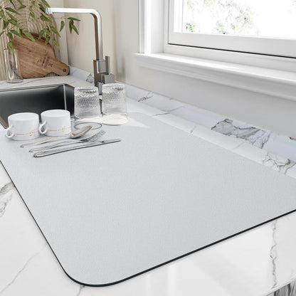 Diatomite Dish Drying Mat Ultra Absorbent Fast Dry Kitchen Counter Protector for Glasses Plates Pots Pans Cookware Sink Area