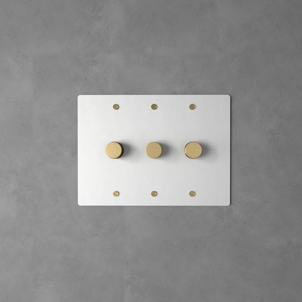 Rotary Light Dimmer Switch with Brass Knob for Stepless Brightness Adjustment in Living Room Bedroom Hallway Contemporary Wall-Mounted Panel