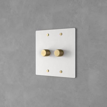 Rotary Light Dimmer Switch with Brass Knob for Stepless Brightness Adjustment in Living Room Bedroom Hallway Contemporary Wall-Mounted Panel