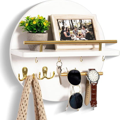 Eco-Friendly Wooden Key Holder | Stylish Wall Organizer with Hooks