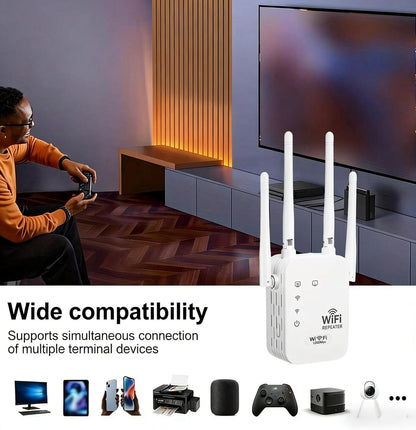 Dual-Band Outdoor WiFi Range Extender Weatherproof 1200Mbps Wireless Signal Booster for Backyard Patio Garage Shed RV