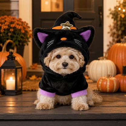 Ortekor Halloween Dog & Cat Costume Hoodie – One-Piece Spooky Outfit for Parties, Photos & Fall Fun