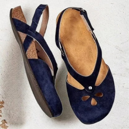 Arch-Support Closed-Toe Slingback Sandals for Women – Adjustable Cross-Strap Summer Footwear with Contoured Footbed for All-Day Wear