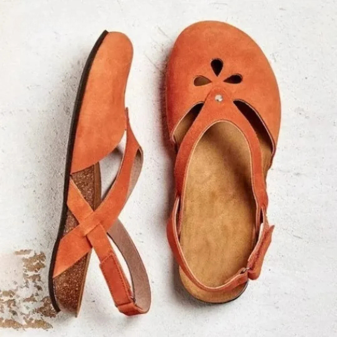Arch-Support Closed-Toe Slingback Sandals for Women – Adjustable Cross-Strap Summer Footwear with Contoured Footbed for All-Day Wear