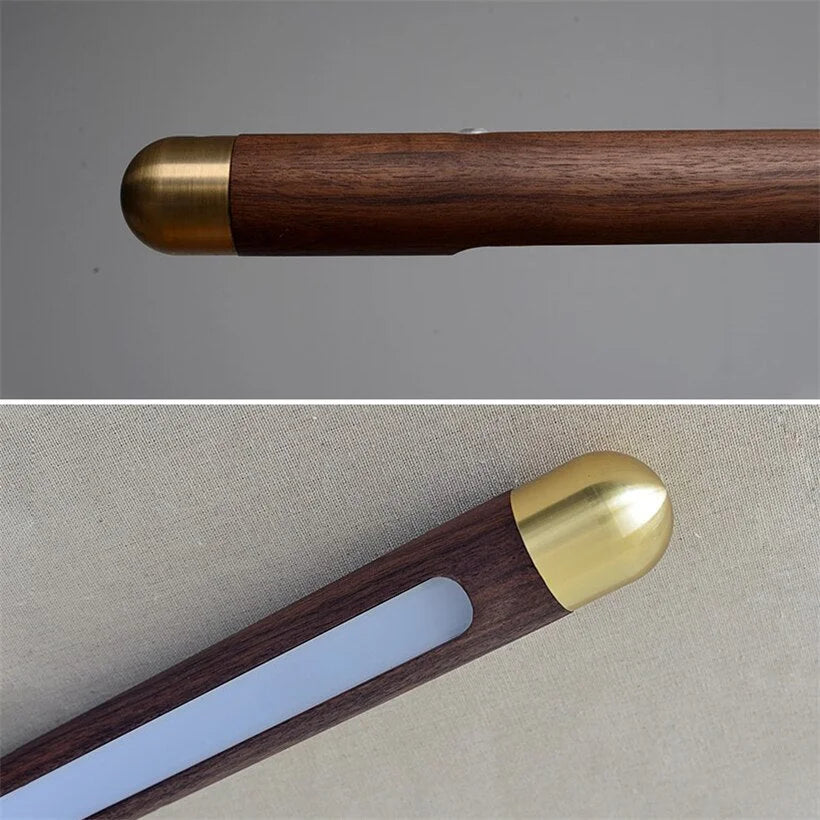 Wooden Linear Suspension Fixture 43 Inch Overhead Lighting for Kitchen Counter & Dining Area Warm Glow Adjustable Height