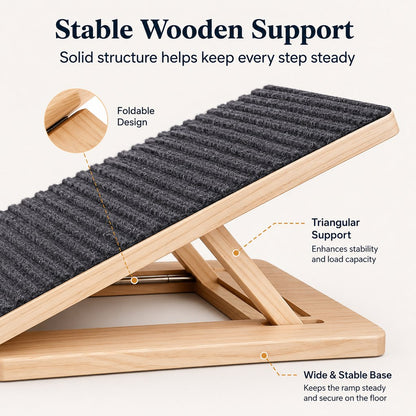 Ortekor Foldable Wooden Dog Stairs for Small Dogs - Non-Slip Pet Ramp for Sofa, Bed & Indoor Steps