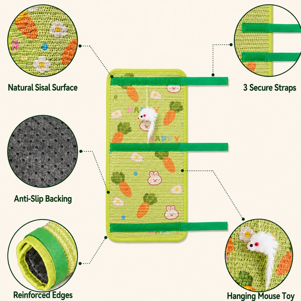 Ortekor Wrap-Around Sisal Cat Scratcher for Table Legs – Furniture Protector for Indoor Cats