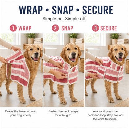 Ortekor Wearable Microfiber Dog Drying Towel – Hands-Free Post-Bath & Rainy-Day Wrap for Wet Fur & Drips
