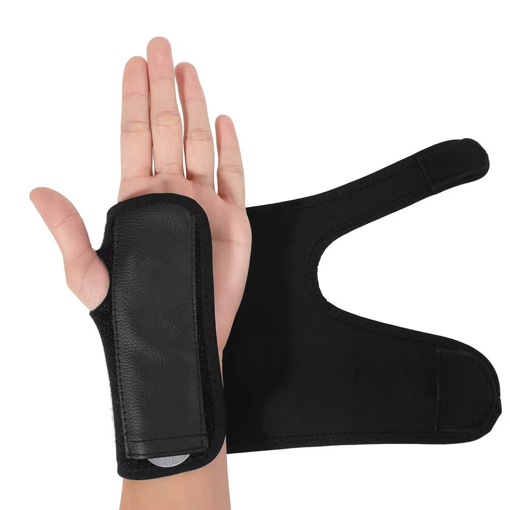 Metal-Reinforced Wrist Brace with Adjustable Compression Straps for Carpal Support, Left or Right Hand
