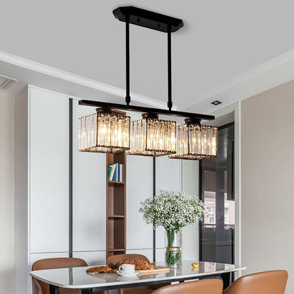 Multi-Light Overhead Fixture with Clear Glass Globes for Dining Tables & Islands – Adjustable Drop, Black Metal Frame, E27 Socket – Contempo