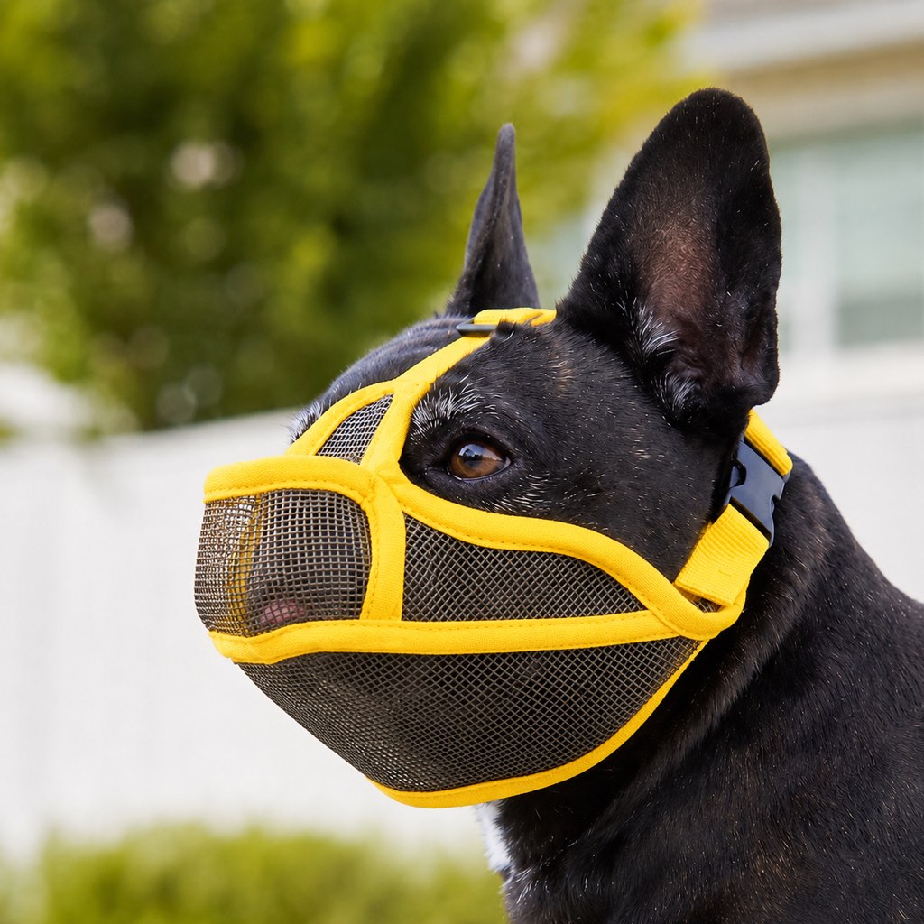Ortekor French Bulldog Breathable Mesh Muzzle for Walks, Grooming & Scavenging Control - Drink-Friendly Short-Snout Dog Muzzle