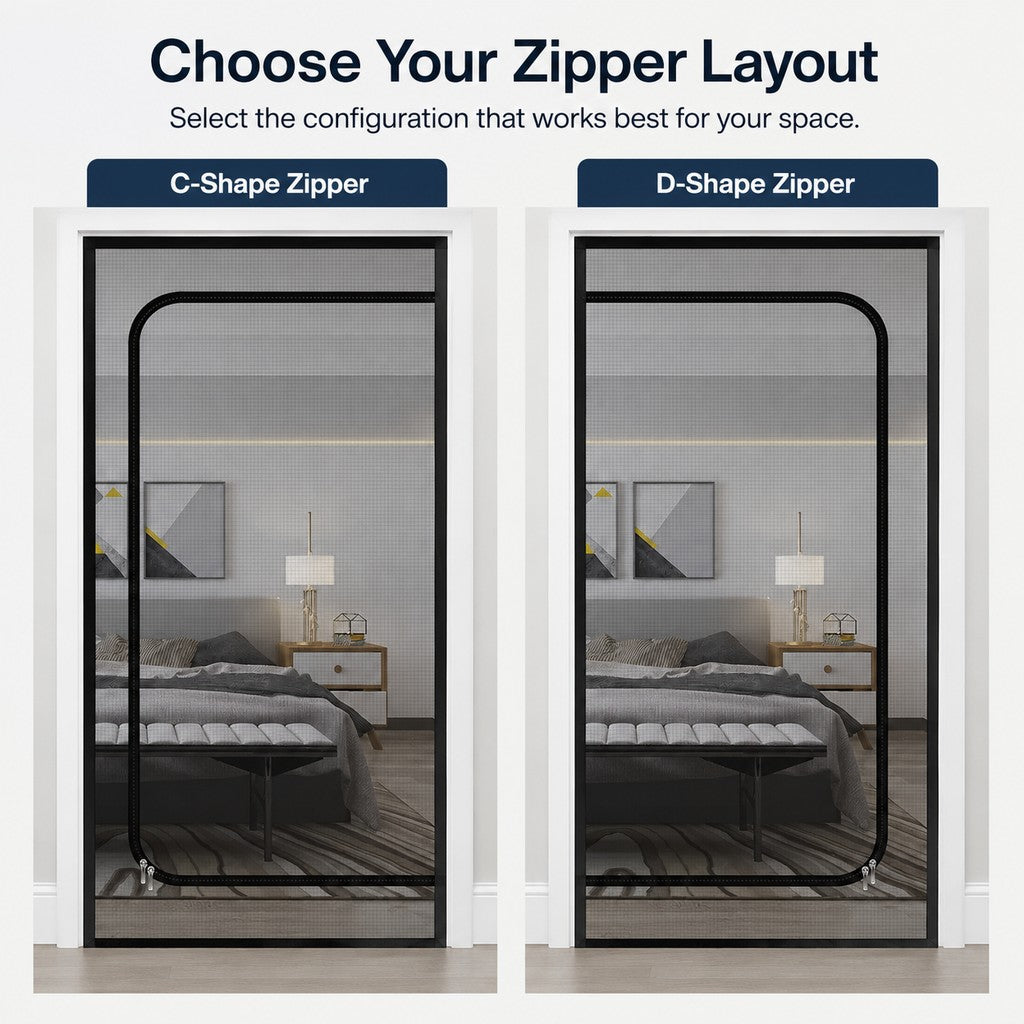 Ortekor Zippered Pet Mesh Door Barrier for Bedrooms & Home Offices - Helps Keep Cats in Designated Rooms Without Closing the Door